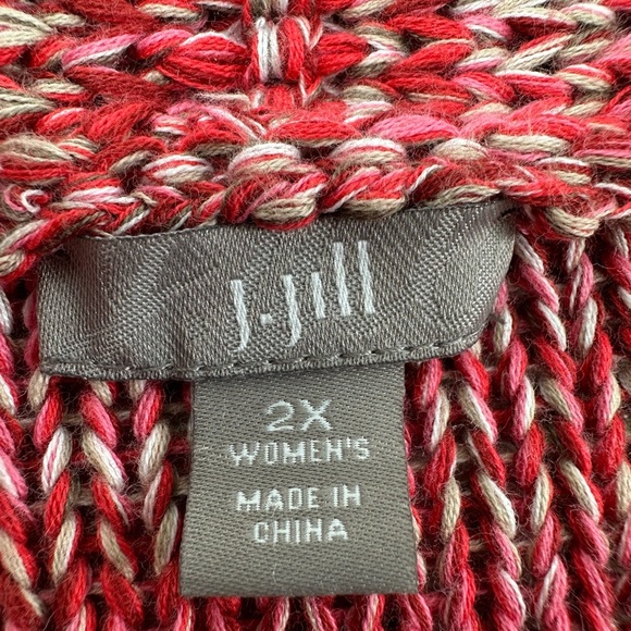 J. Jill Women's Red Open-Front Midi Cardigan Sweater 2X - Picture 4 of 9